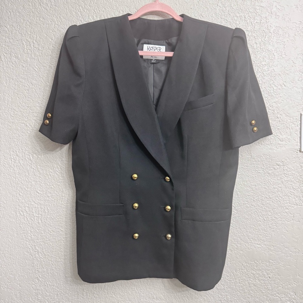 Kasper for A.S.L Black Double Breasted Short Sleeve Blazer – Size 14 - Picture 1 of 8